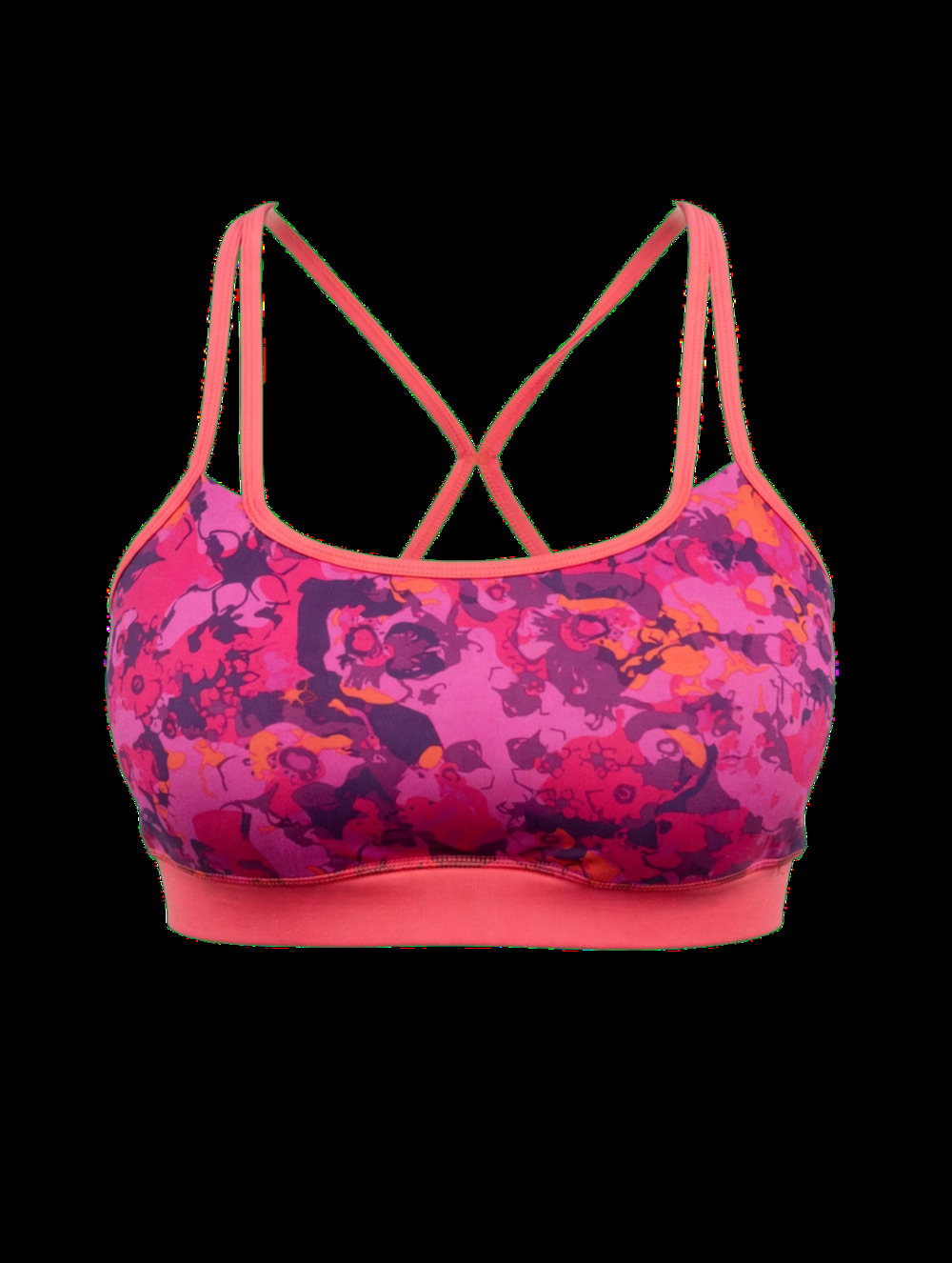 Gaiam Extra Large Pink Floral Print Active Sports Bra with Criss-Cross Straps